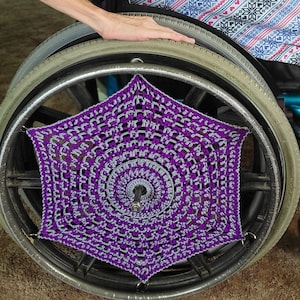 PDF DIGITAL Crochet Pattern Wheelchair with Text & Photos Wheel Cover Metal Rings Guard Wheelchair Decoration Crochet Mandala Wheel Fractal