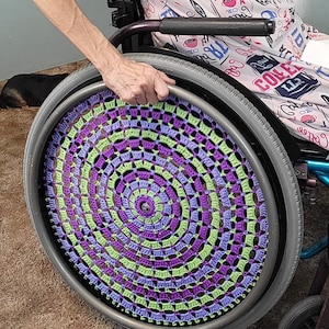 PDF DIGITAL Crochet Pattern Wheelchair Wheel Cover Gift for Wheelchair Friend Wheelchair Decoration Crochet Wheel Mandala Wheel Fractal Snap
