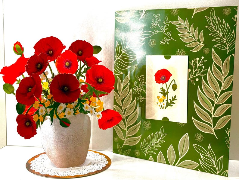 Red Poppy 3D Pop up Flower Bouquet - Anzac & Remembrance Day 3D Pop up ...