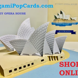 OrigamiPopCards.com  Stunning Sydney Opera House 3D Pop Up Aussie Greeting Card Blank Happy Birthday Love World Landmark Australia Handmade