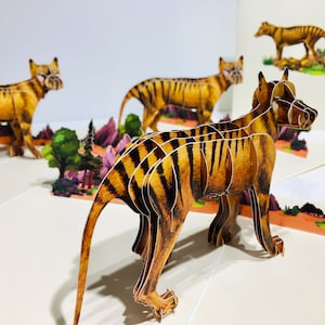 Tasmanian Tiger Aussie Wildtier Karte - erstellt von Origami Pop Cards Sydney 3D Papier Pop Up Karten OrigamiPopCards.com Hand Made with Love