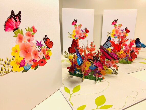 Biglietto di auguri pop up con musica e luci, bouquet di fiori in carta 3D con farfalle, decorazioni per compleanno, biglietto di auguri per donne, mamma, moglie, figlia, regalo con busta, camomilla