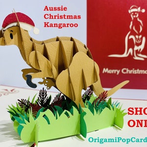 Aussie Christmas Santa Kangaroo - Erstellt von Origami Pop Cards, Sydney Australia - 3D Pop Up Karten - OrigamiPopCards.com