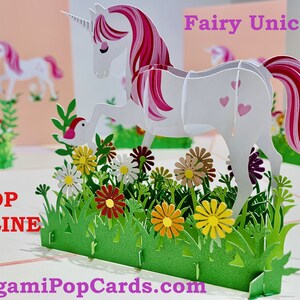 Fairy Garden Einhorn Karte - Original von Origami Pop Cards, Sydney Australia - 3D Pop Up Karten - OrigamiPopCards.com Hand Made with Love