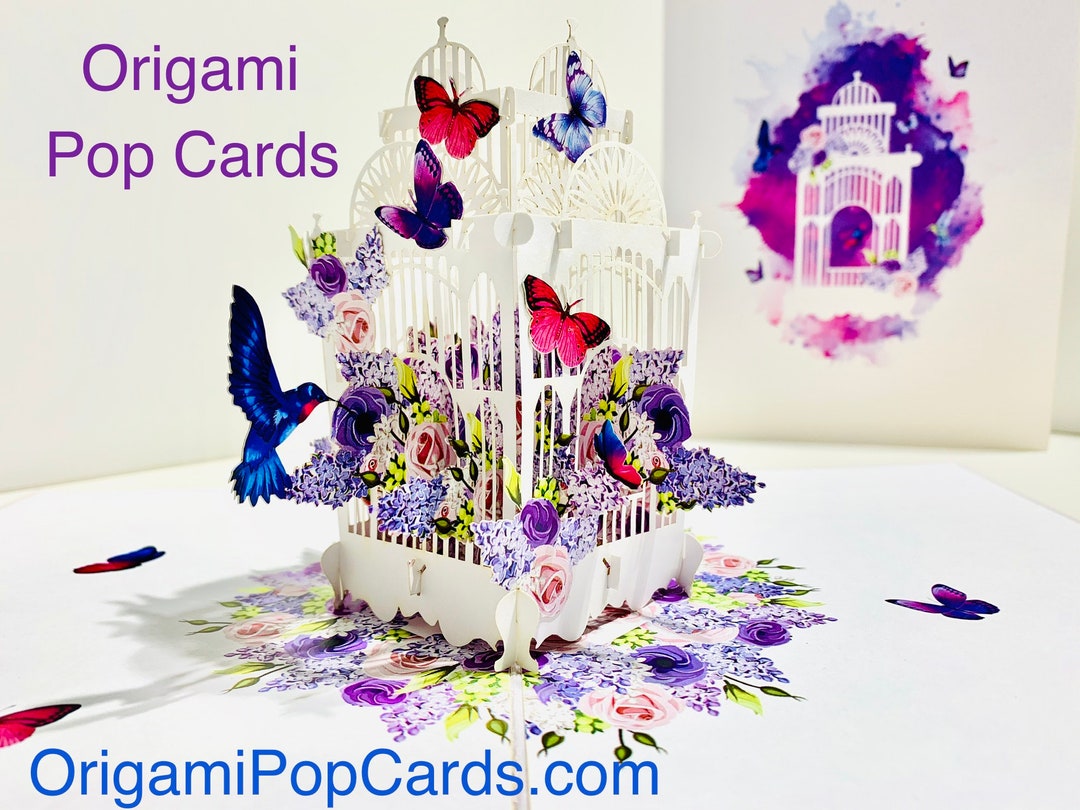 Gorgeous Butterflies Birds Spring Flowers 3D Pop up Greeting Card Happy ...