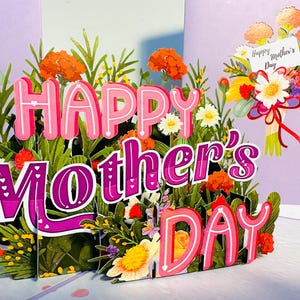 Happy Mother's Day - Purple Spring Daisy Flower Garden - Handmade with Love 3D Pop Up Greeting Card Shop Online https://origamipopcards.com/