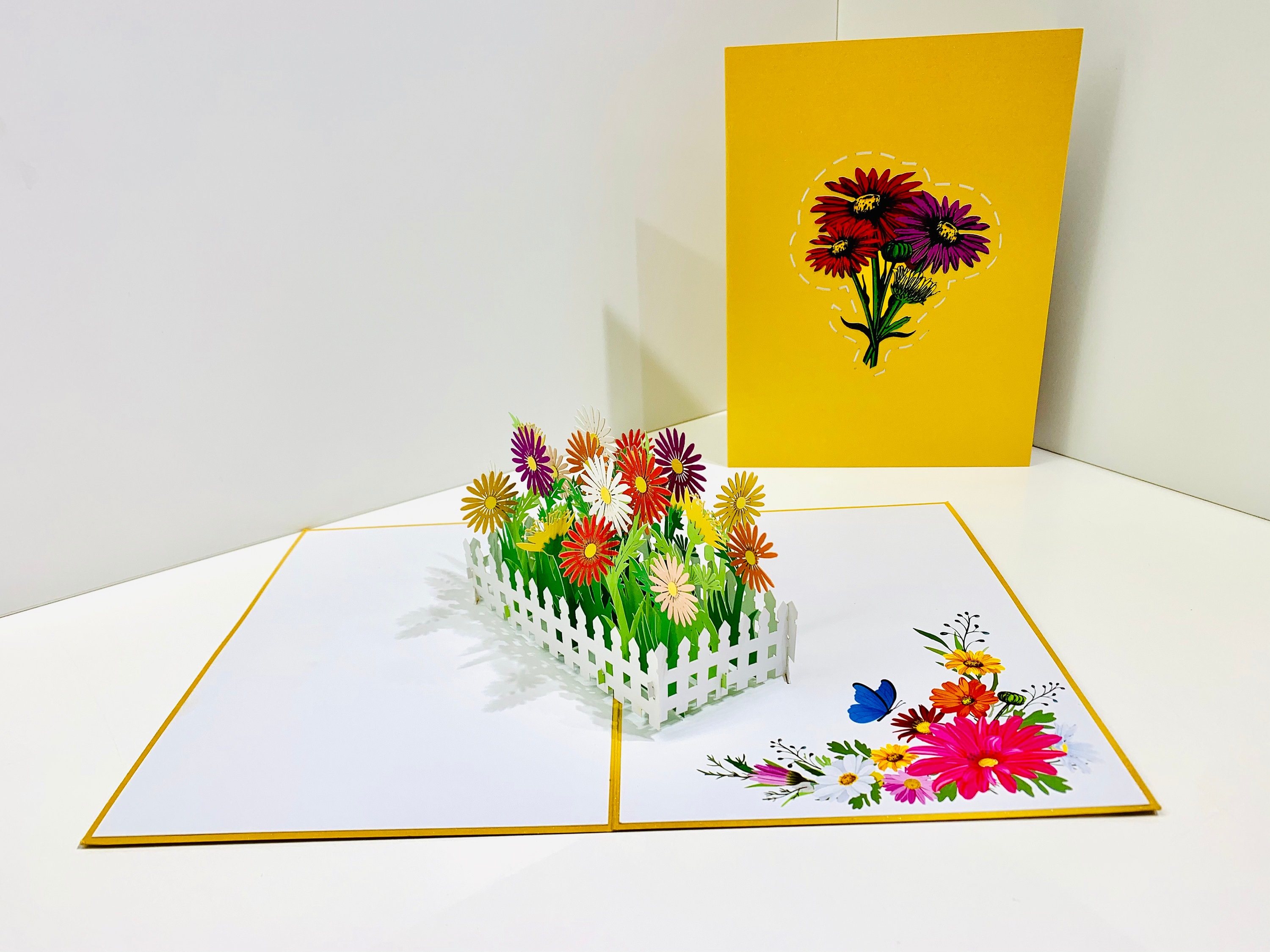 Colourful Daisy Garden 3D Birthday Greeting Card Origami Handmade ...