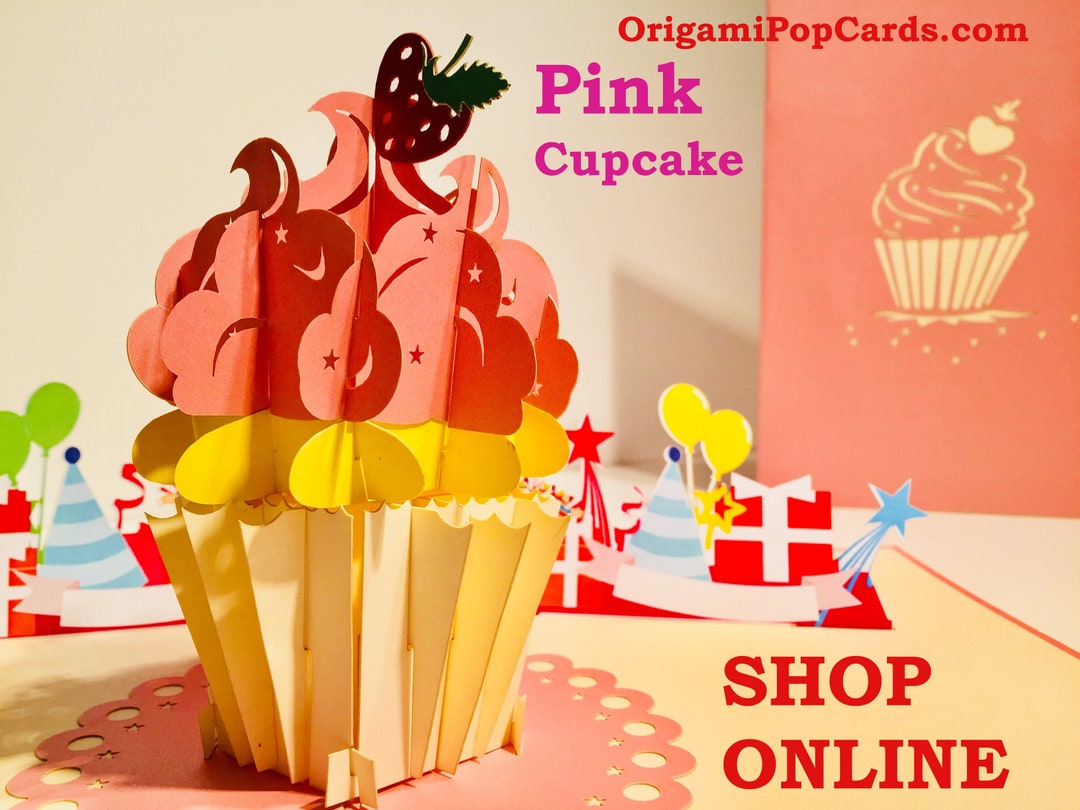 Giant Metallic Pink Cupcake - Created by Origami Pop Cards - 3D Magical ...