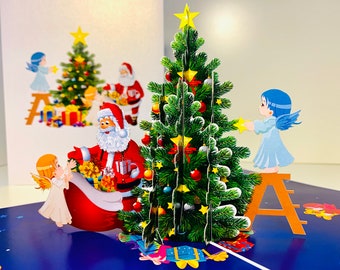 Santa Claus Baby Angels Decorate Christmas Tree 3D Pop up Merry