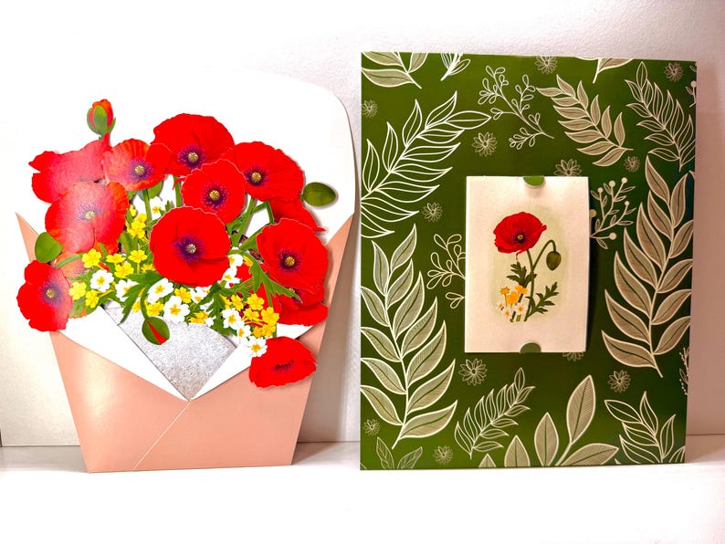 Red Poppy 3D Pop up Flower Bouquet - Anzac & Remembrance Day 3D Pop up ...