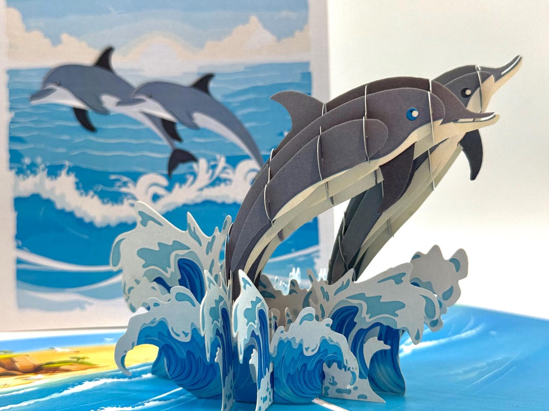 Dolphin Couple 3D Pop up Card: Ocean Birthday Greeting - Etsy