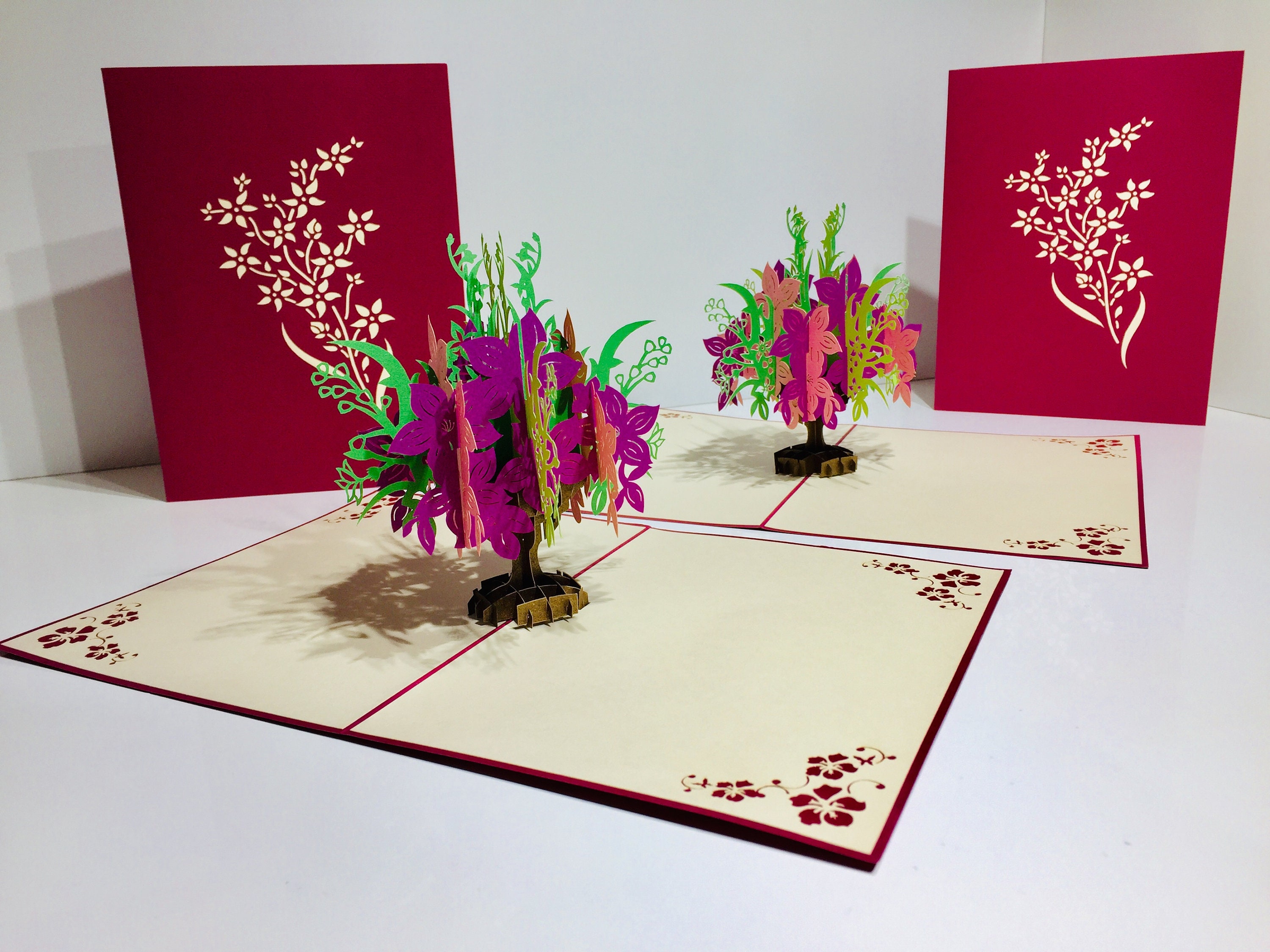 Pink & Purple Wild Flower Bouquet Card - Created by Origami Pop Cards ...