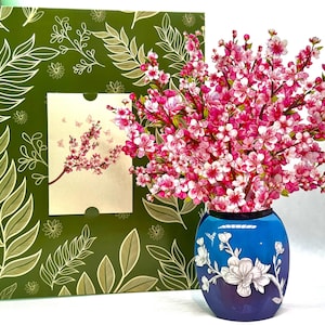 Sakura Pink Cherry Blossom 3D Pop-Up Flower Bouquet Happy Birthday Hospital Allergy Friendly Origami Pop Cards https://origamipopcards.com/