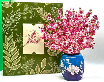 Sakura Pink Cherry Blossom 3D Pop-Up Flower Bouquet Happy Birthday Hospital Allergy Friendly Origami Pop Cards https://origamipopcards.com/