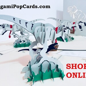 Vater & Sohn Dinosaurier Karte - Erstellt von Origami Pop Cards Sydney Australia 3D Papier Pop Up Karten - OrigamiPopCards.com Hand Made With Love
