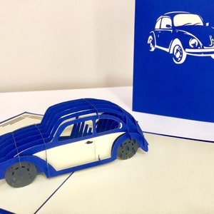 Royal Blau Auto Karte - erstellt von Origami Pop Cards Sydney Australia 3D Papier Pop Up Karten - OrigamiPopCards.com Hand Made With Love
