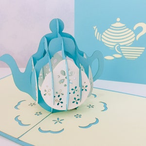 Teekanne Karte - erstellt von Origami Pop Cards Sydney Australia 3D Papier Pop Up Karten - OrigamiPopCards.com Hand Made With Love