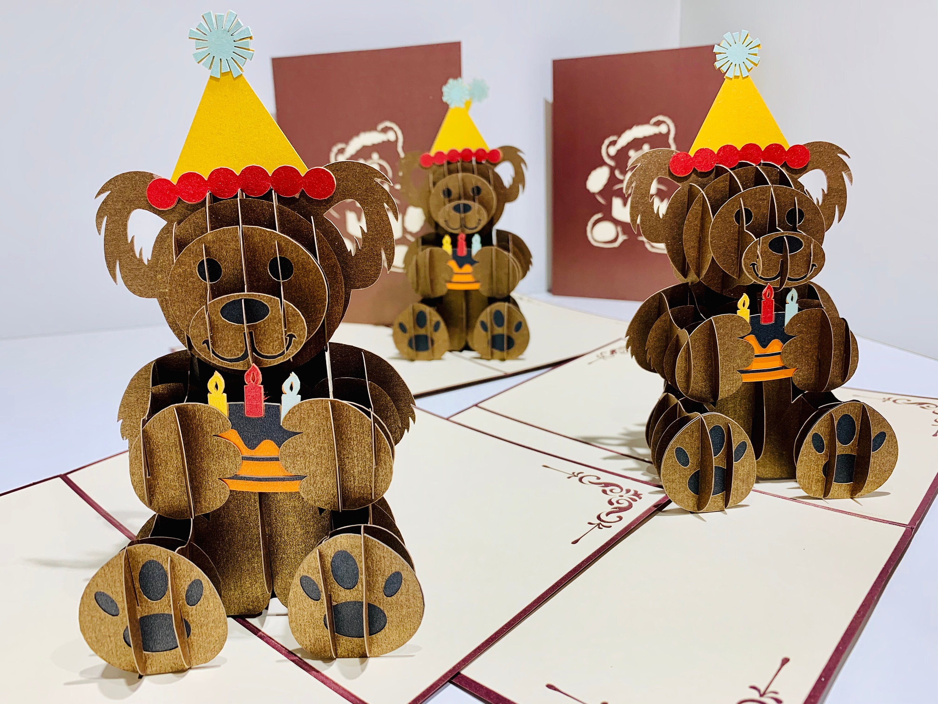 Brown Teddy Bear Birthday Card - Created by Origami Pop Cards Sydney ...