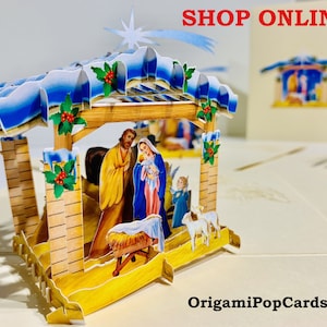 Weihnachtskrippe - erstellt von Origami Pop Cards, Sydney Australia 3D Papier Pop Up Karten OrigamiPopCards.com Hand Made with Love