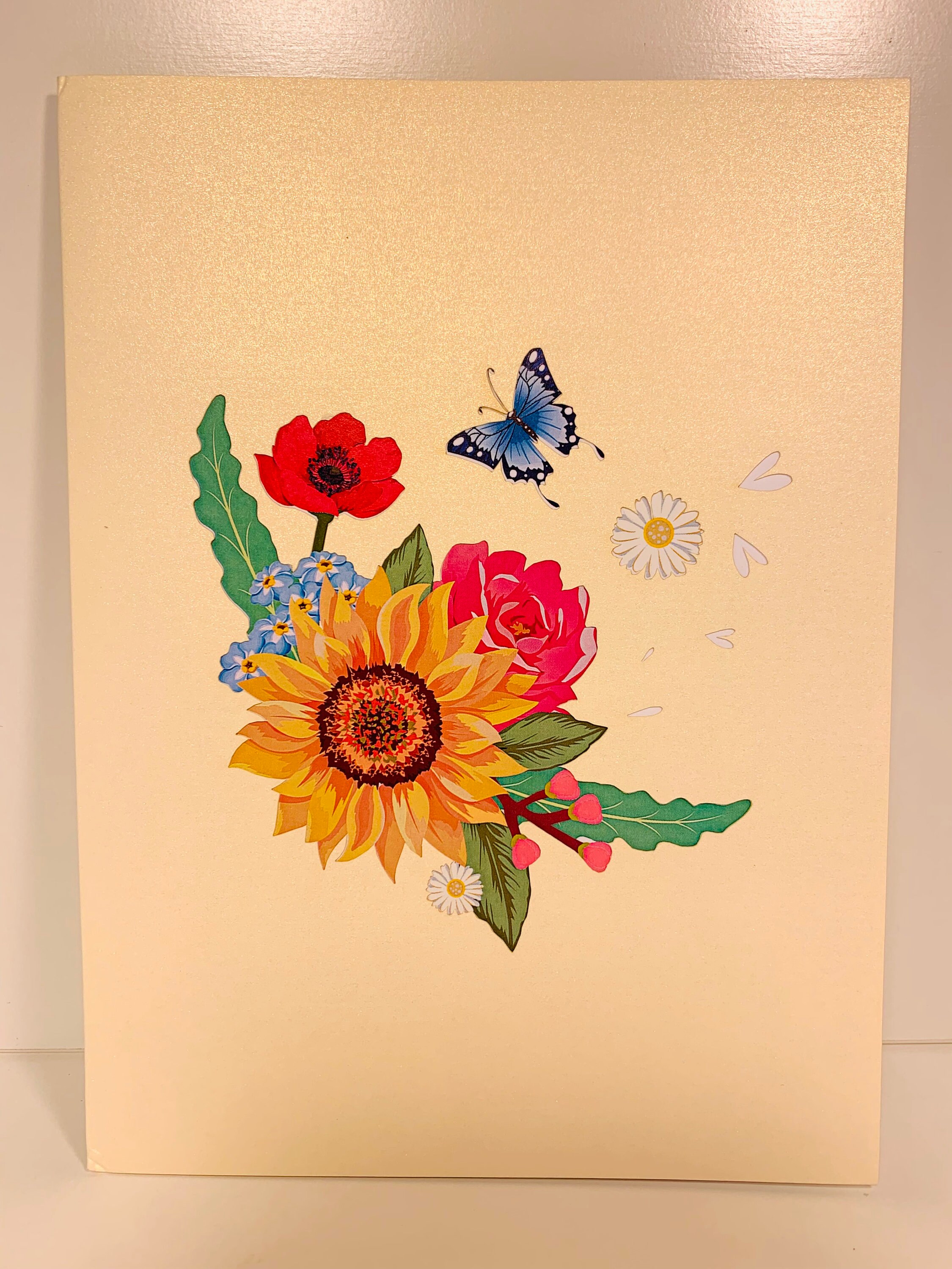 CREAM Spring Colourful Flower Basket 3D Pop up Greeting Card Happy ...