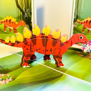 Biglietto d'auguri di buon compleanno con dinosauro della giungla, origami fatto a mano con amore, biglietto pop-up ACQUISTA ONLINE https://origamipopcards.com/