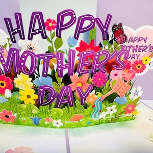 Happy Mother's Day - Purple Daisy Spring Garden - 3D Pop Up Greeting Card - Handmade with Love - Shop Online https://origamipopcards.com/