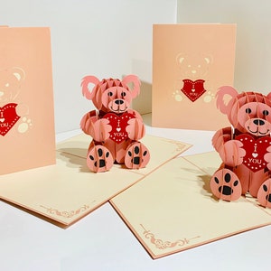 Super Cute Pink Love Teddy Bear - Created by Origami Pop Cards Sydney ...