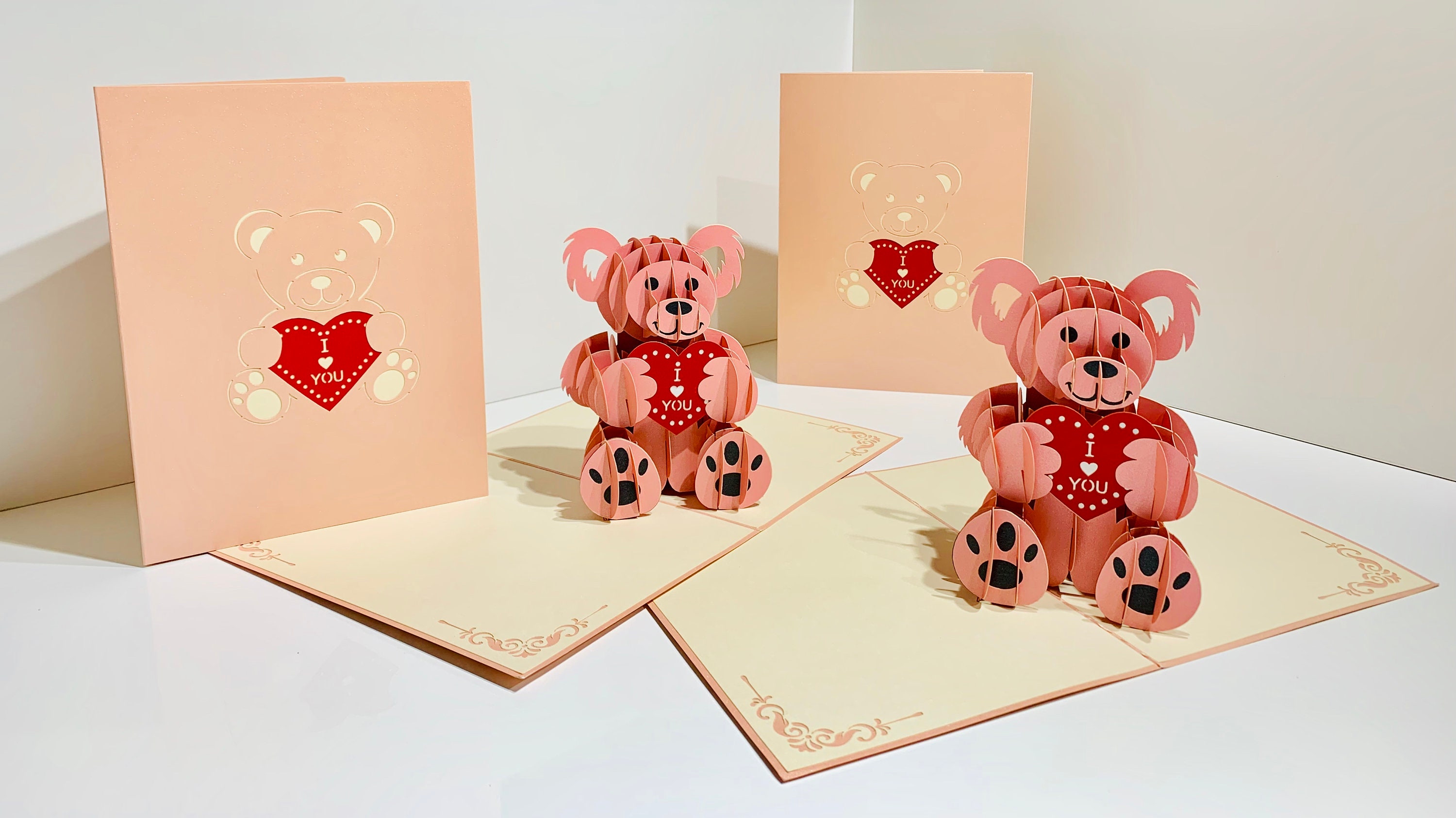 Super Cute Pink Love Teddy Bear - Created by Origami Pop Cards Sydney ...