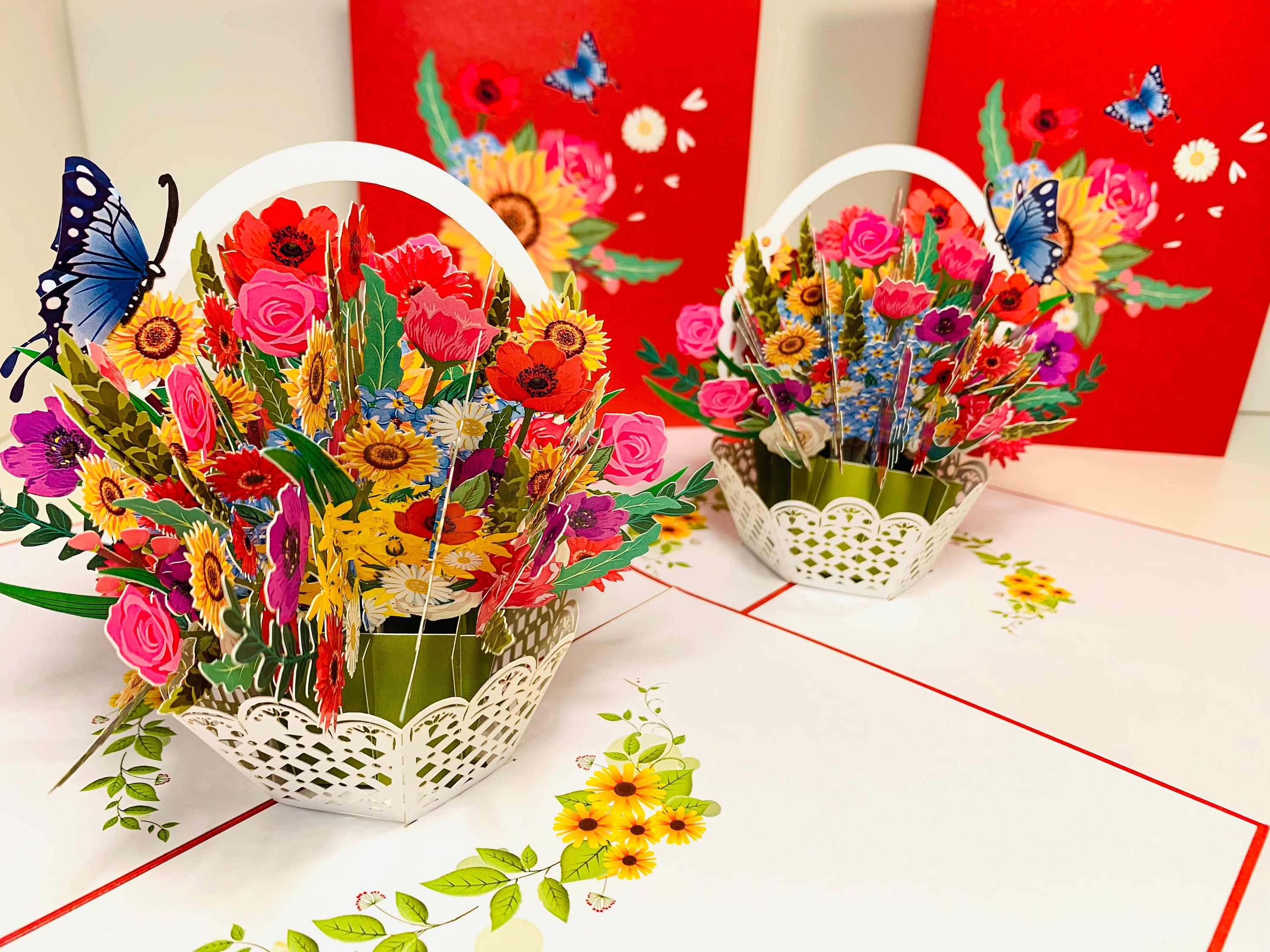 Biglietto Auguri Pop-Up 3D 'Gute Besserung' Con Fiori – Colorato, Con Busta Blu Scintillante – Per Famiglia, Amici, Colleghi - 2