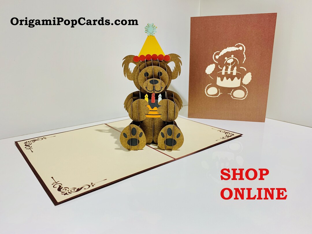 Brown Teddy Bear Birthday Card - Created by Origami Pop Cards Sydney ...