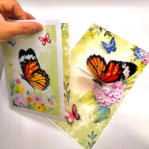 Butterflies Attracting Hydrangea Flowers Happy Birthday 3D Pop Up Card Handmade Origami Pop Cards Shop Online https://origamipopcards.com/