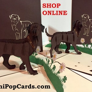 Schoko Labrador Hund Karte - erstellt von Origami Pop Cards Sydney Australia 3D Papier Pop Up Karten - OrigamiPopCards.com Hand Made with Love
