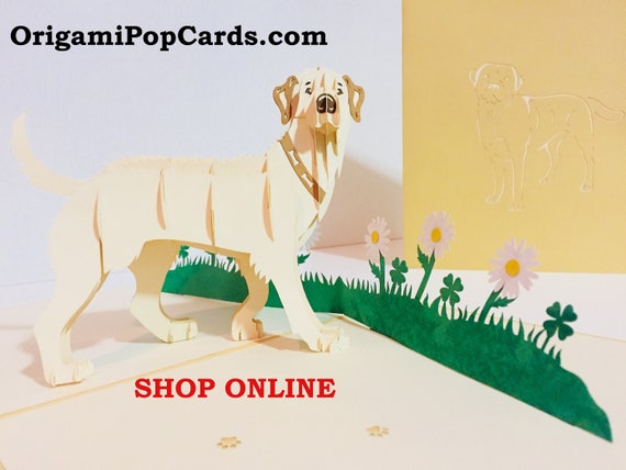 Blonde Labrador Dog Card Created by Origami Pop Cards Sydney