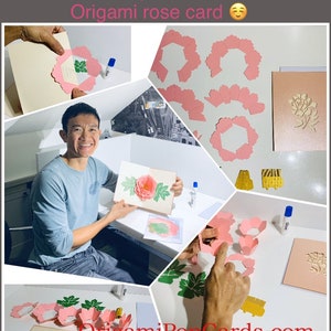 OrigamiPopCards.com - DIY Pink Rose Pop Up Card Kits - Do It YourSelf Handmade Kit - 3D Origami Pop Up Card for Any Occasion Blank Card Love