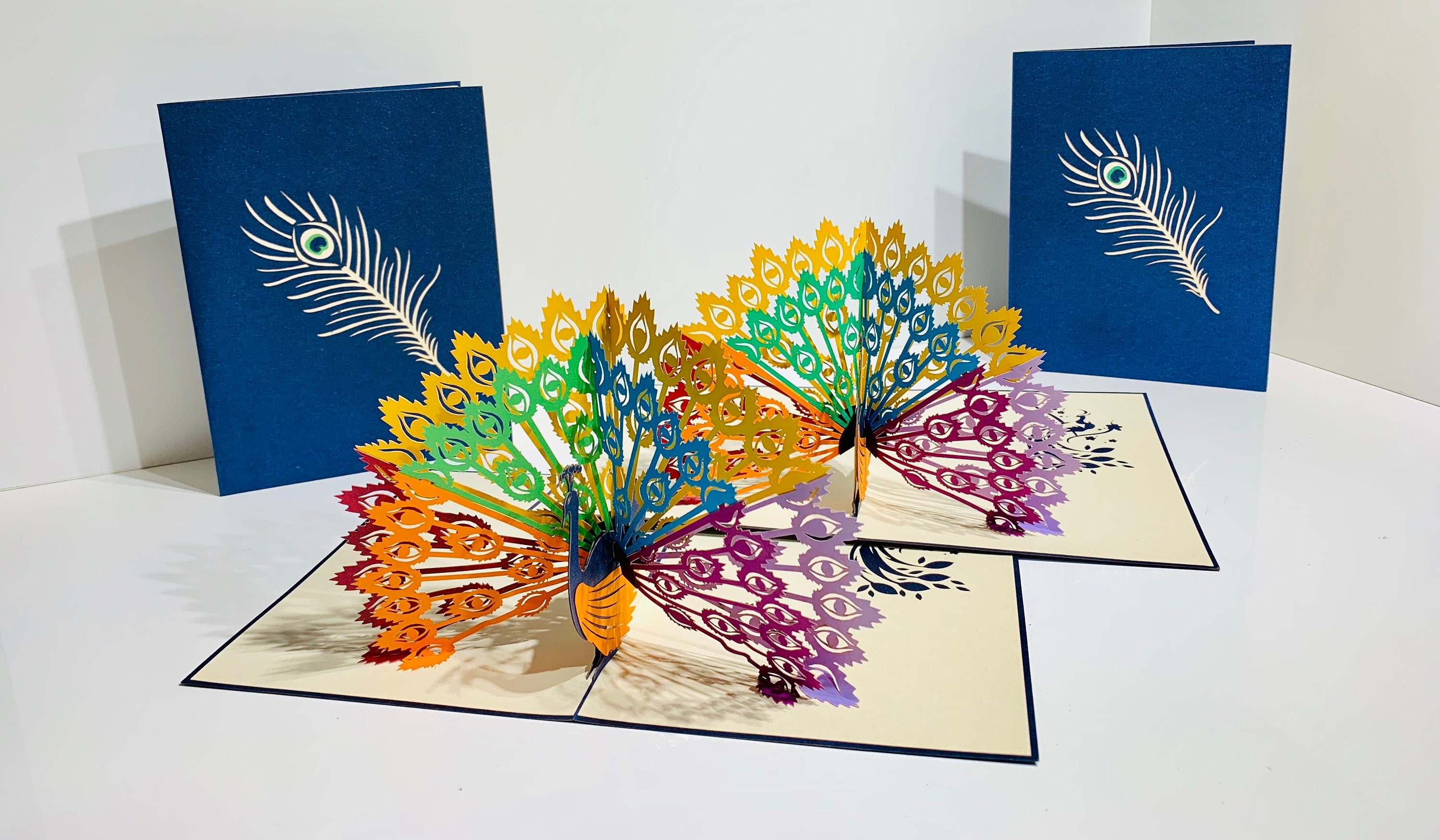 Rainbow Peacock Happy Birthday 3D Pop up Greeting Card - Created by ...