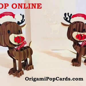 Super süßes Rentier - erstellt von Origami Pop Cards, Sydney Australia 3D Papier Pop Up Karten OrigamiPopCards.com Hand Made with Love