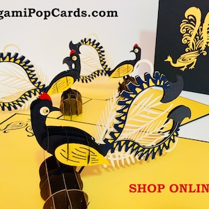 Leiervogel Australische Ureinwohner Vogel Karte Erstellt von Origami Pop Cards Sydney - 3D Pop Up Karten - OrigamiPopCards.com Hand Made with Love