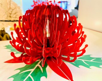 Waratah Australian Native Flower 3D Pop Up Greeting Card Happy Birthday Handmade with Love - SYDNEY SHOP ONLINE https://origamipopcards.com/