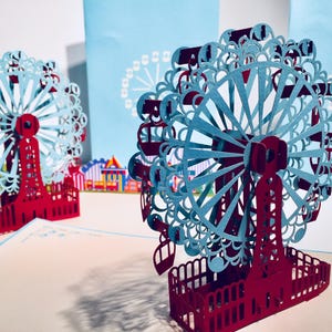 Origami Pop Cards Turquoise Wheel Playground 3D Pop Up Card Handmade with Love Origami Pop Cards Shop Online https://origamipopcards.com/