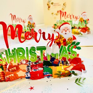 Merry Christmas Classic Santa Claus with Presents Family Christmas Gift - 3D Pop Up Greeting Card Shop Online https://origamipopcards.com/