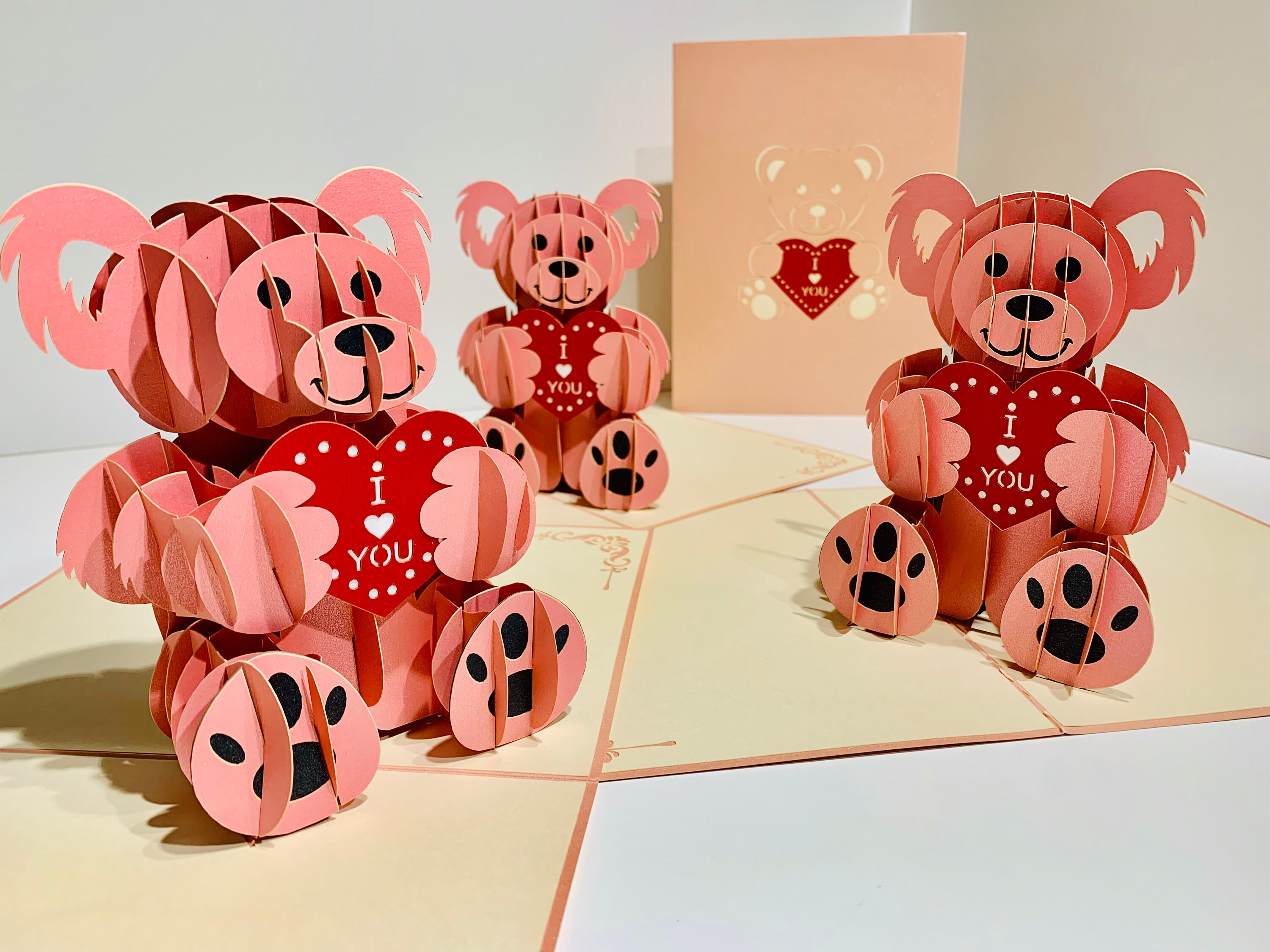 Super Cute Pink Love Teddy Bear - Created by Origami Pop Cards Sydney ...