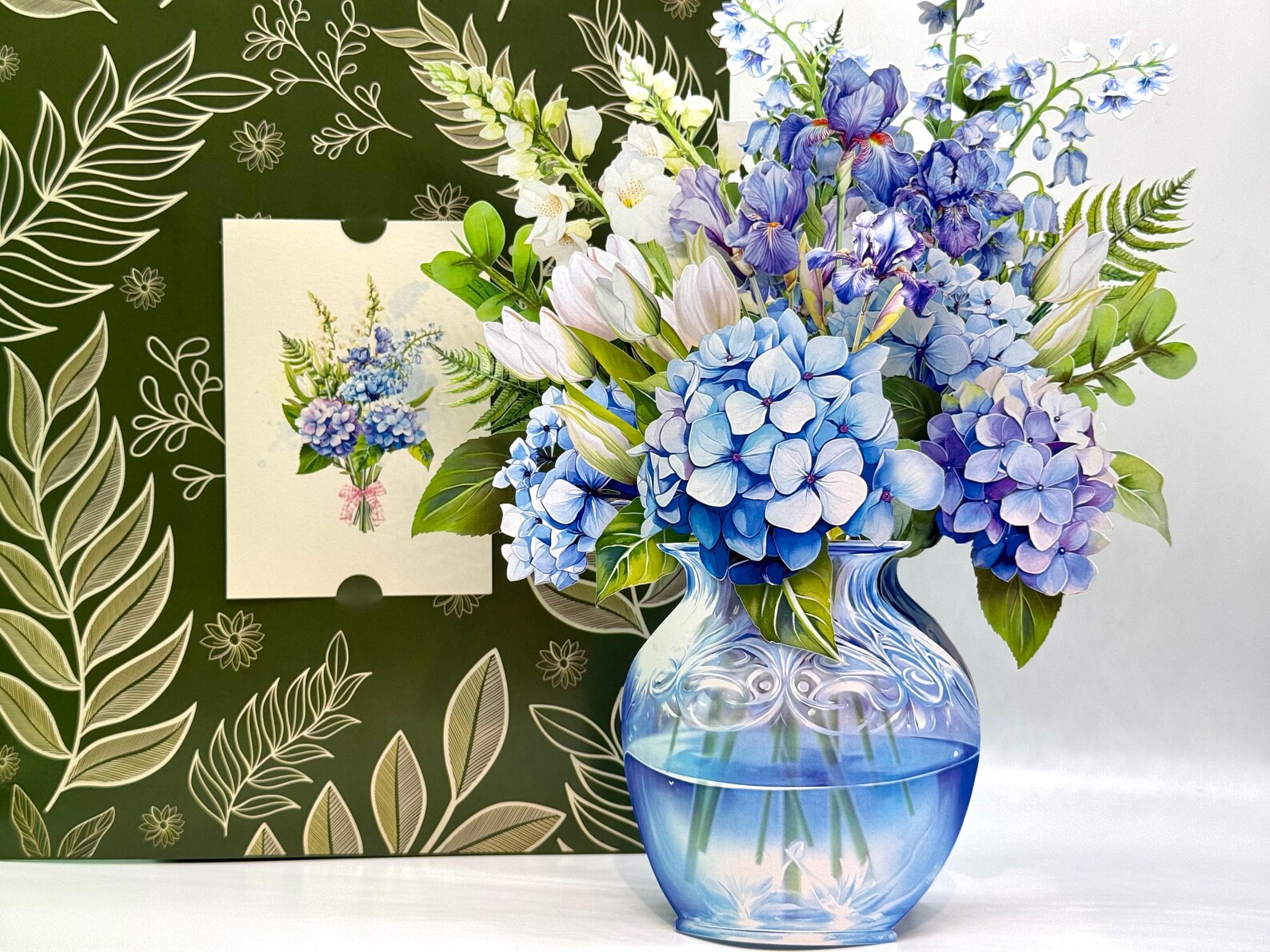 Elegant Blue Hydrangea 3D Pop-up Flower Bouquet Happy Birthday Hospital ...