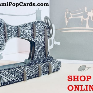 Sewing Machine 3D Birthday Greeting Card Origami Handmade Birthday Card SYDNEY SHOP ONLINE https://origamipopcards.com/