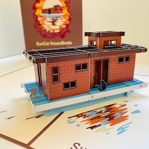 SunCat Hausboote - Ein Traumhaus Perfekt zur Einweihung 3D Pop Up Grußkarte Happy Birthday Shop Online https://origamipopcards.com/
