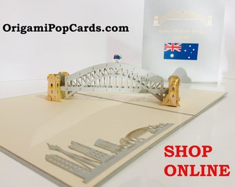 Sydney Harbour Bridge Card - Created by Origami Pop Cards Sydney Australia 3D Paper Pop Up Cards - OrigamiPopCards.com Hand Made With Love