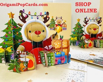 SANTORO Pirouette, Biglietto Di Auguri Pop-Up Natalizio 3D - Pinguini Pattinatori Sul Ghiaccio - Per Bambini, Per Lui, Per Lei, Natale, Festivo
