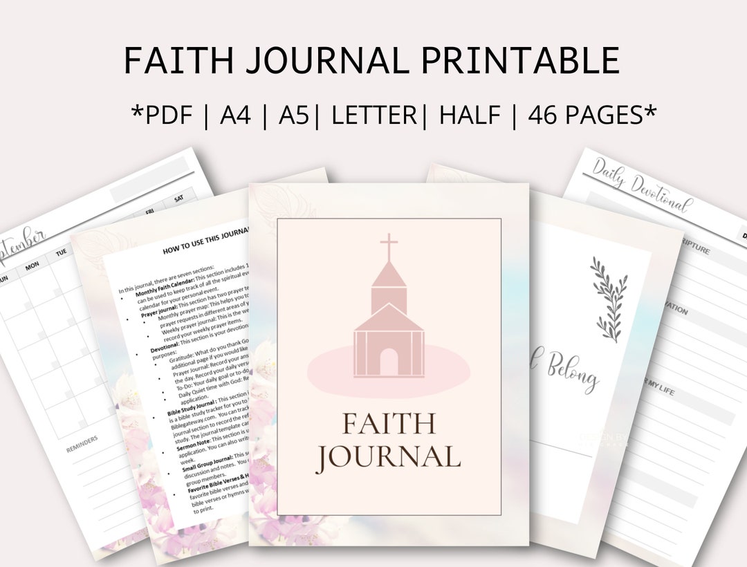Faith Journal Printable Bundle, Prayer Journal, Sermon Note, Devotion ...