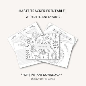 Habit Tracker Printable to track habits and routine; US Full/Half/A4/A5 Size; Gray
