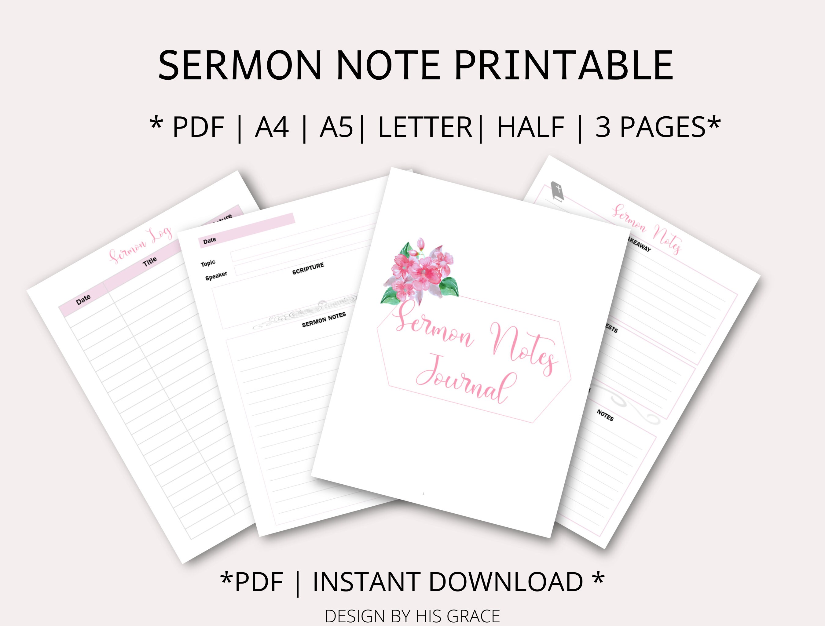 Sermon Notes Printable Church Notes Planner Inserts A5 | Etsy