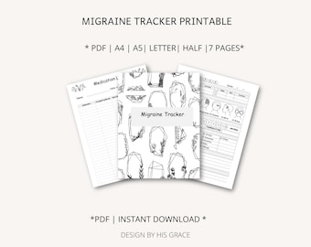 Migraine Tracker Printable: Symptom & Headache Journal (A5, A4, Letter Sizes) (PDF Download